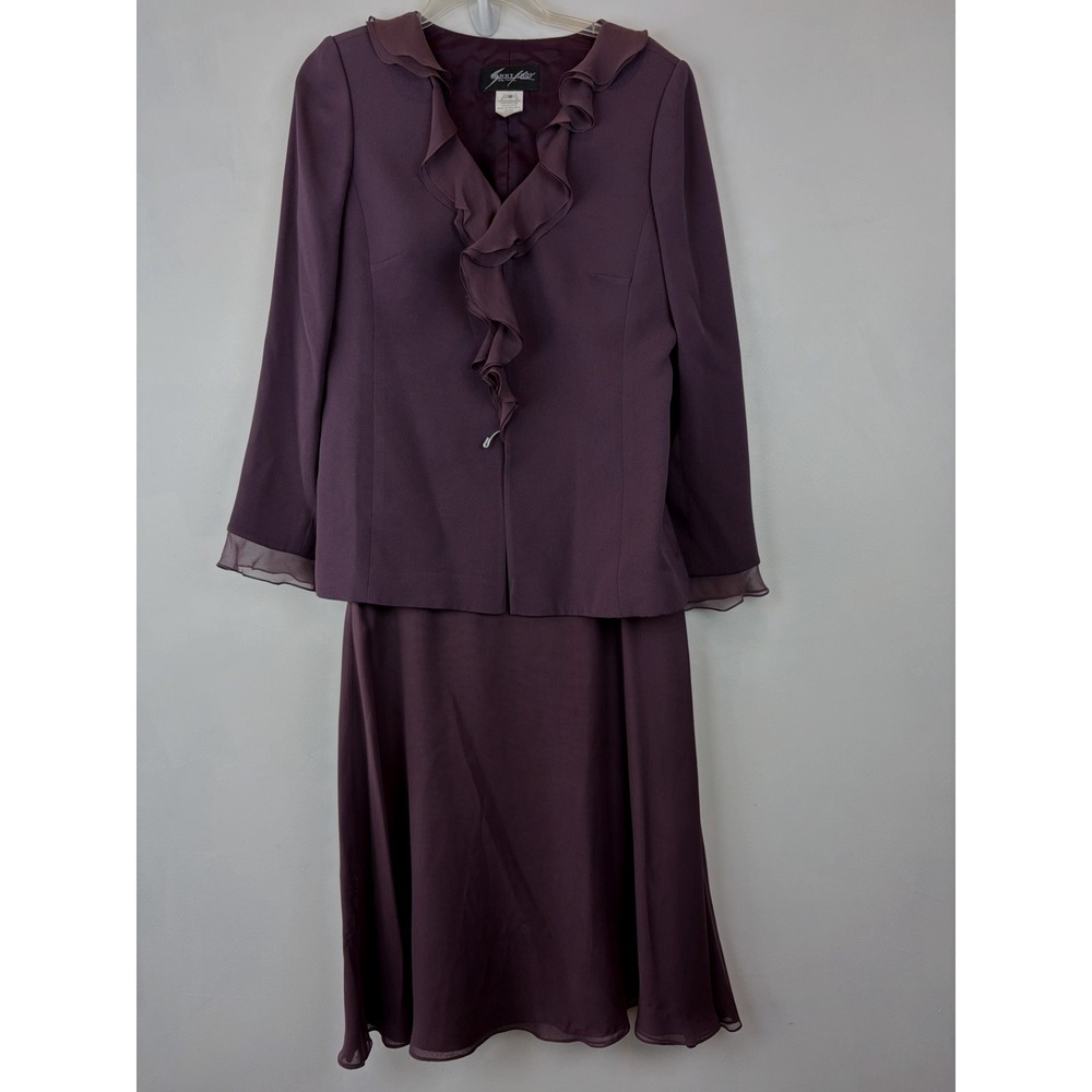 Skirt Suit Womens 12 Plum Jacket Pencil Silk 2 Piece Jacket Wedding Career